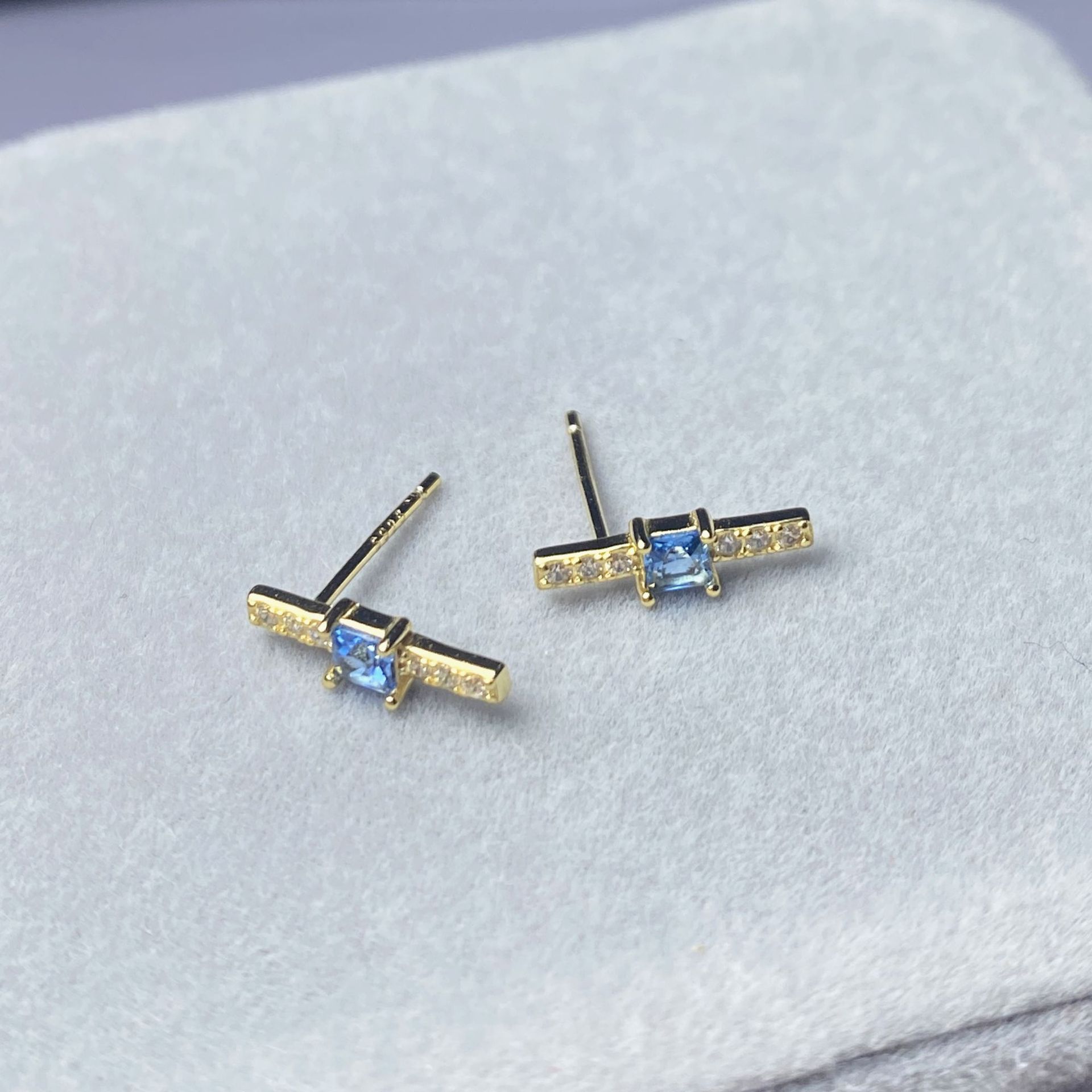Holiday, Daily Occasion 925 Sterling Silver Material 1 Pair 925 Sterling Silver Zircon Rectangle Ear Studs