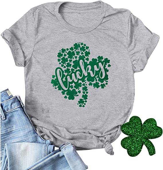 In stock independence station festival clothing summer New Clover lucky T-shirt women St. Patrick's Day T-shirt women