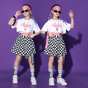 Children's Street Dance Clothes Summer Girls Navel jazz Dance Performance Skirt Model Catwalk Performance Clothes Cheerleading