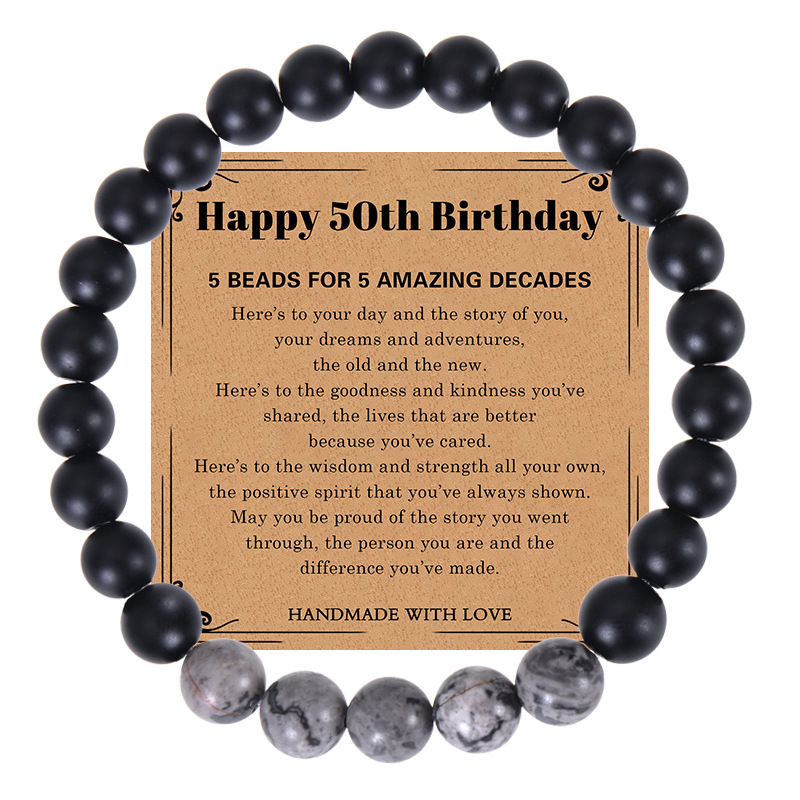 Fashion 21/30/40/50/60/70/80 years old card bracelet natural map stone greeting card bracelet birthday gift