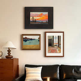 客厅沙发背景墙装饰画法式中古风2025新款餐厅墙壁画艺术组合挂画