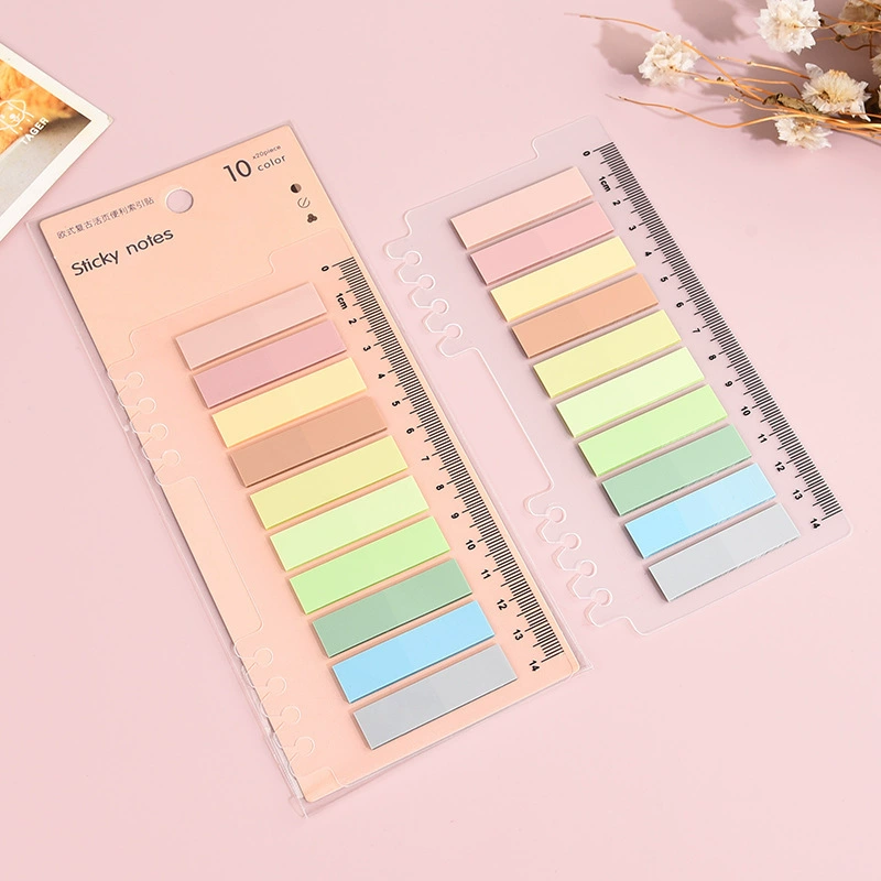 Index Tabs Qiu Mang PET Retro Ruler Sticky Notes, 10-tabs marker labels, assorted covers