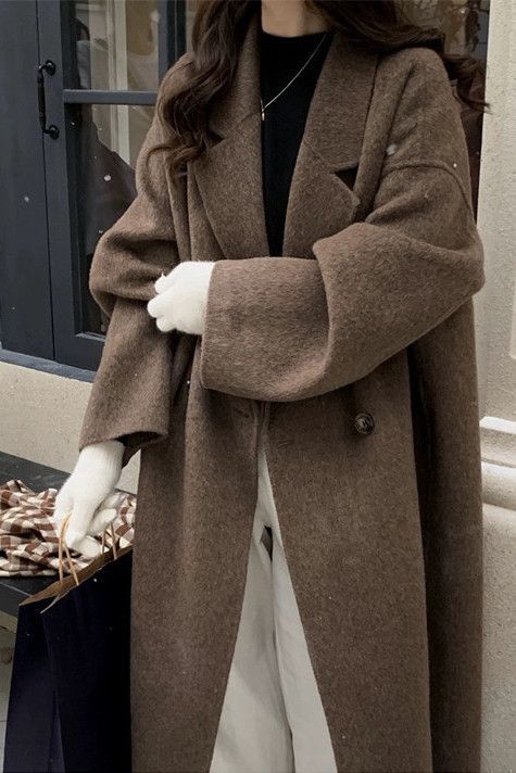 Woolen Outwear Women's Autumn and Winter 2025 New Korean Style High-End Loose Slimming Look Knee-Length Woolen Outwear