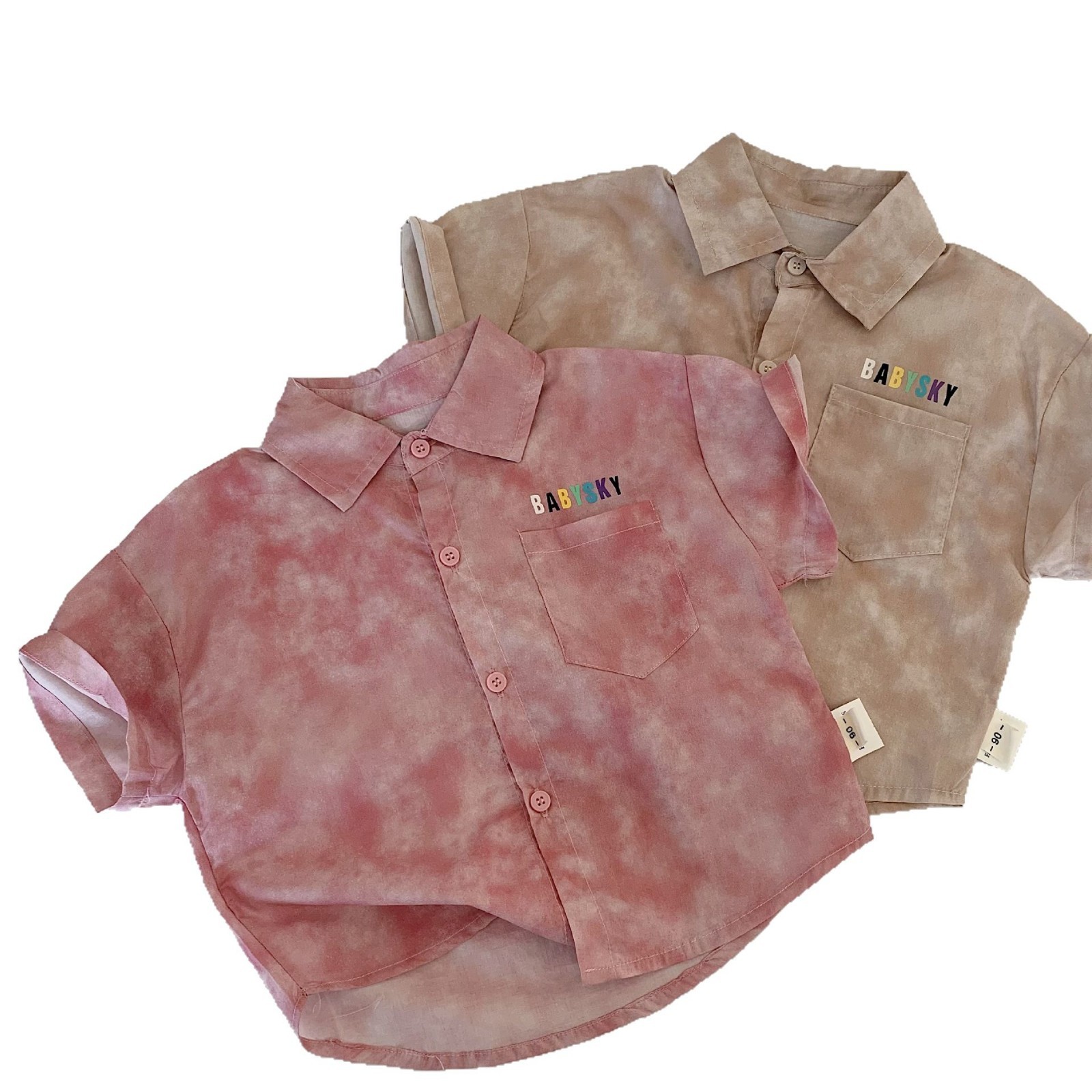 Camisa de manga corta para niños Maibao estilo fino de verano 2025 nueva camisa para niños teñido anudado top de verano para niños