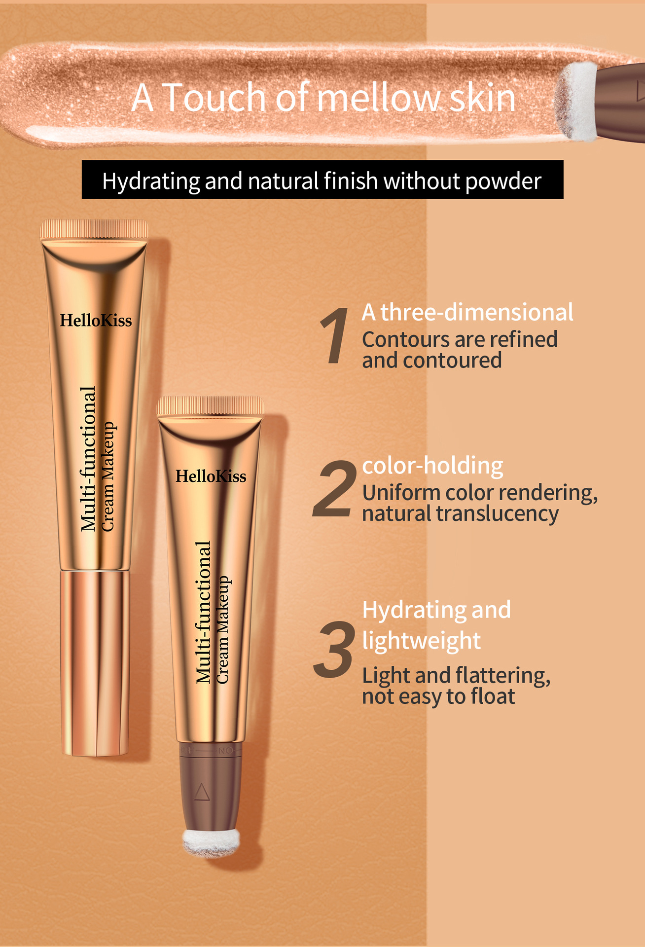 HelloKiss Liquid Highlighter Contouring Multi-functional Makeup Pen Sponge Tip Fine Sparkling Highlighter Liquid Blush Cross-border undefined
