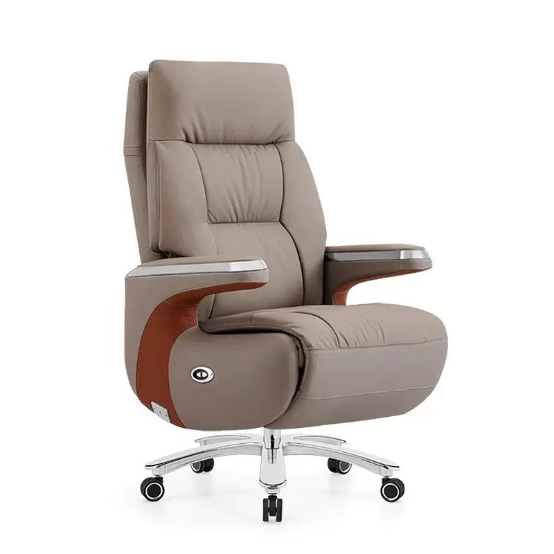 智能按摩电动真皮老板椅轻奢高级感可躺午睡电竞办公电脑椅子家用