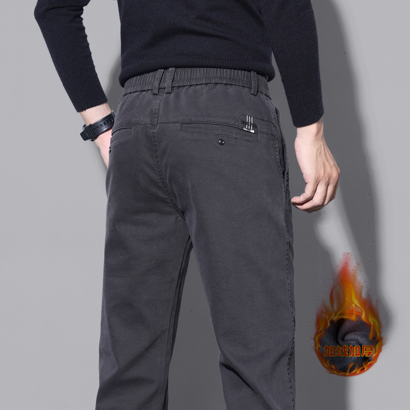 Autumn and Winter New Men's Casual Pants Korean Style Straight Stretch Slim Men's Pants Trendy All-match Business fleece-lined Casual Pants Autumn and Winter New Men's Casual Pants Korean Style Straight Stretch Slim Men's Pants Trendy All-match Business fleece-lined Casual Pants