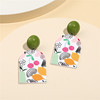 Fashionable children's accessory, camouflage earrings, silver needle, European style, flowered, silver 925 sample