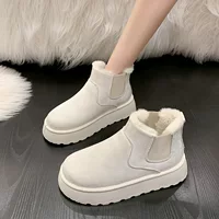 Keep warm ankle boots, city style, elastic side band, plus sizes 36–43