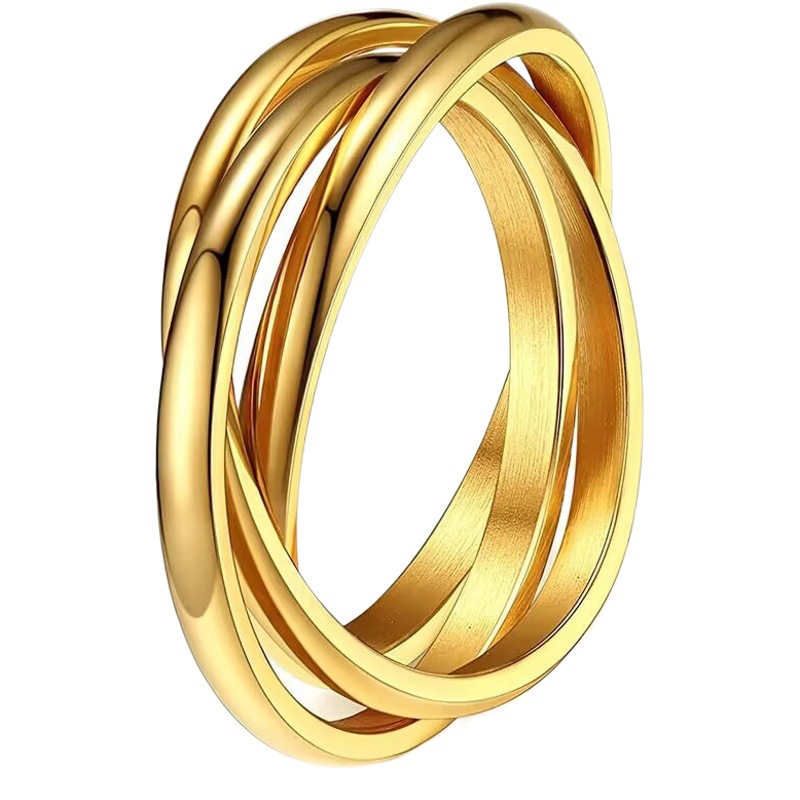 Amazon's Best-Selling Sansheng Iii Three-Ring Plain Ring Titanium Steel Couple Ring Rotating Anti-Anxiety Ring Jewelry