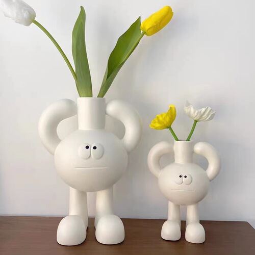 Nordic INS style large footed vase, cute and luxurious entryway dining table decor, decorative item, moving house gift, children's room flower arrangement