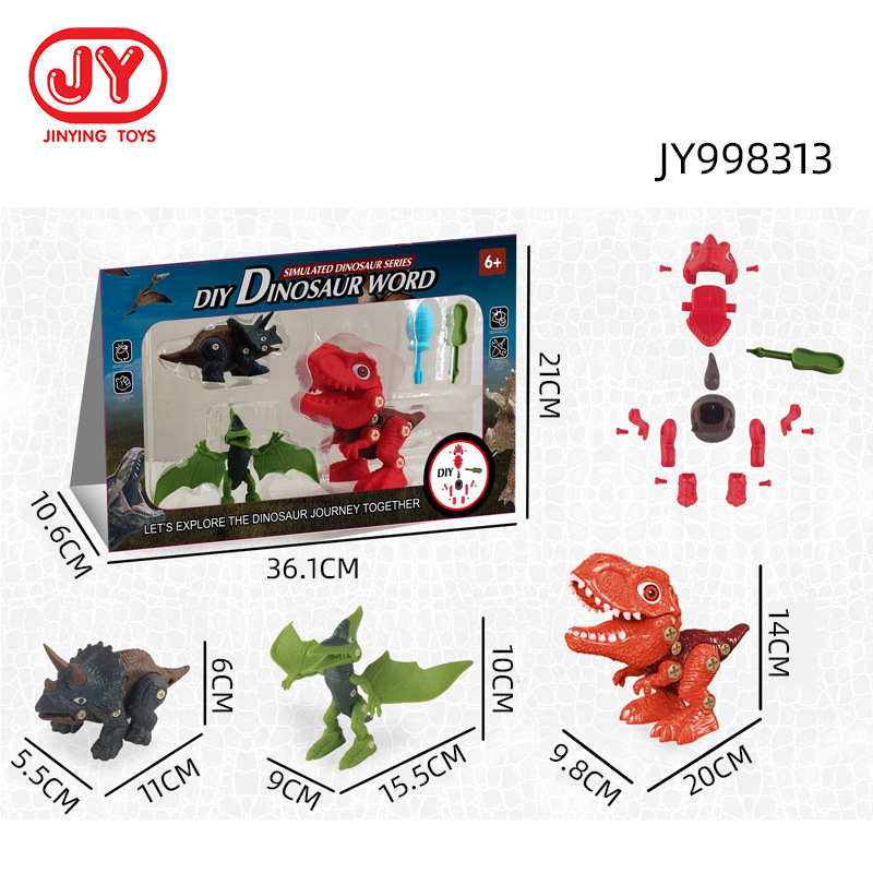 Juguete de montaje de desmontaje de tornillo de giro de los niños DIY montaje dinosaurio juguete ingeniería vehículo desmontaje modelo de juguete