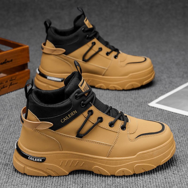 Zapatos masculinos de otoño, nuevas botas Martin de alta gama, tendencias masculinas, ropa de trabajo, zapatos de trabajo antideslizantes, botas cortas de ocio