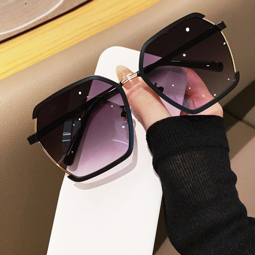 New temperament metal half-frame sunglasses for women, high-end driving street photography sunglasses, anti-UV travel sunglasses