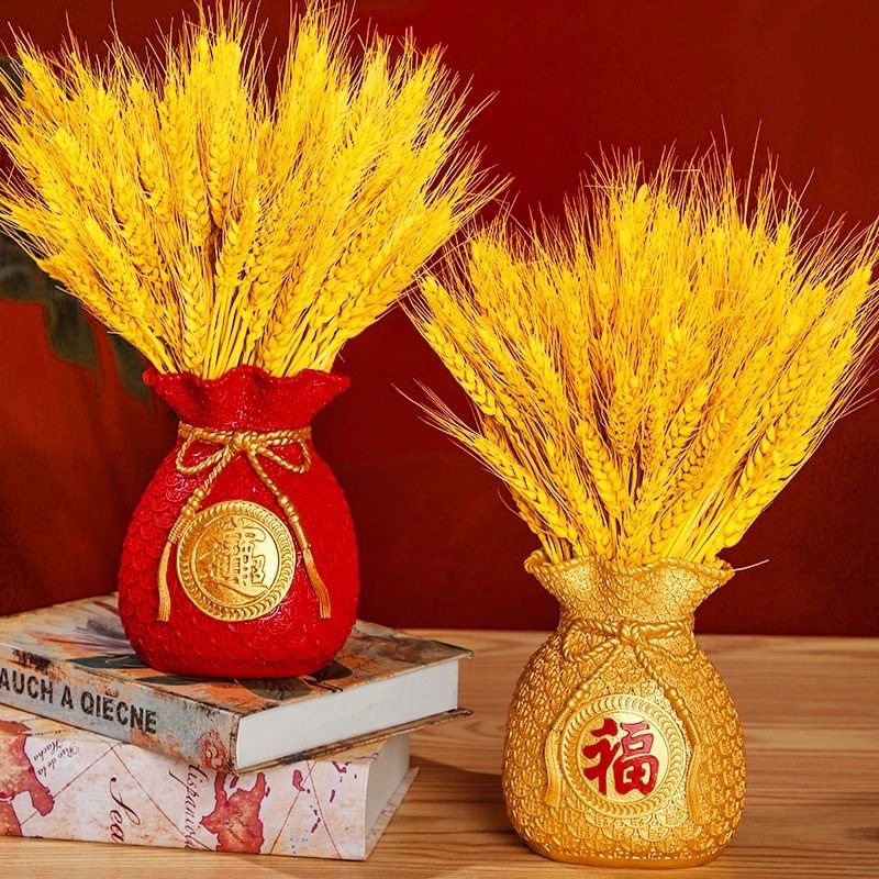 Botón de flores de nuevo año, cebada, fruta roja, flor de plástico, sala de estar, armario de vinos, puerta de entrada, decoración del hogar, decoración del tesoro