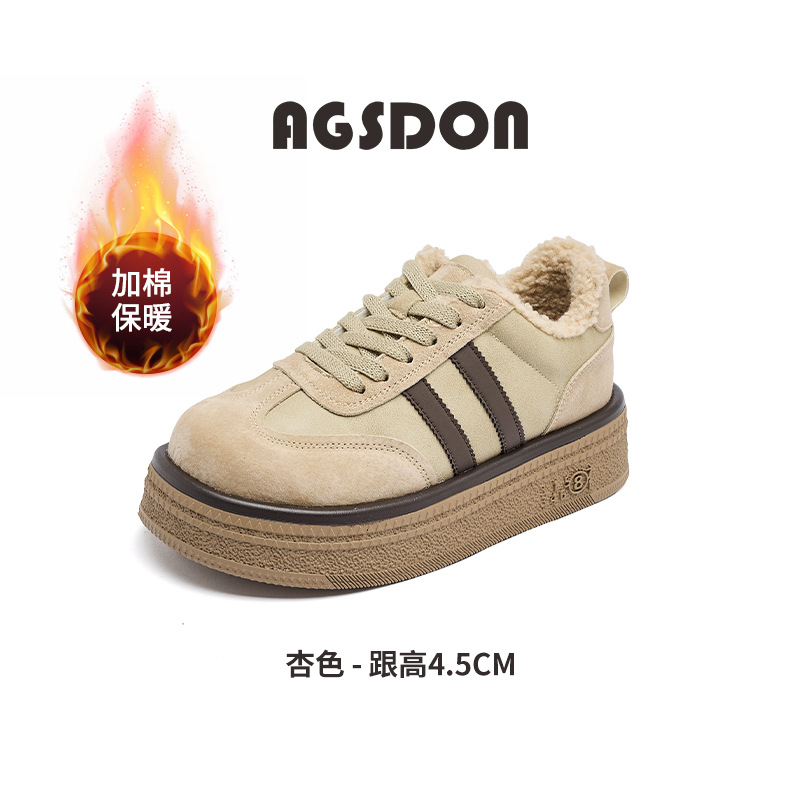 Zapatos de entrenamiento de la mujer 2025 nuevo invierno retro zapatos de skate casuales ligeros y zapatos deportivos de lana