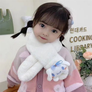 New Cartoon 2025 Cute Imitation Rabbit Fur Kidsren's Scarf for Boys and Girls Winter Thickeneded Plush Scarf Baby Neck Cover