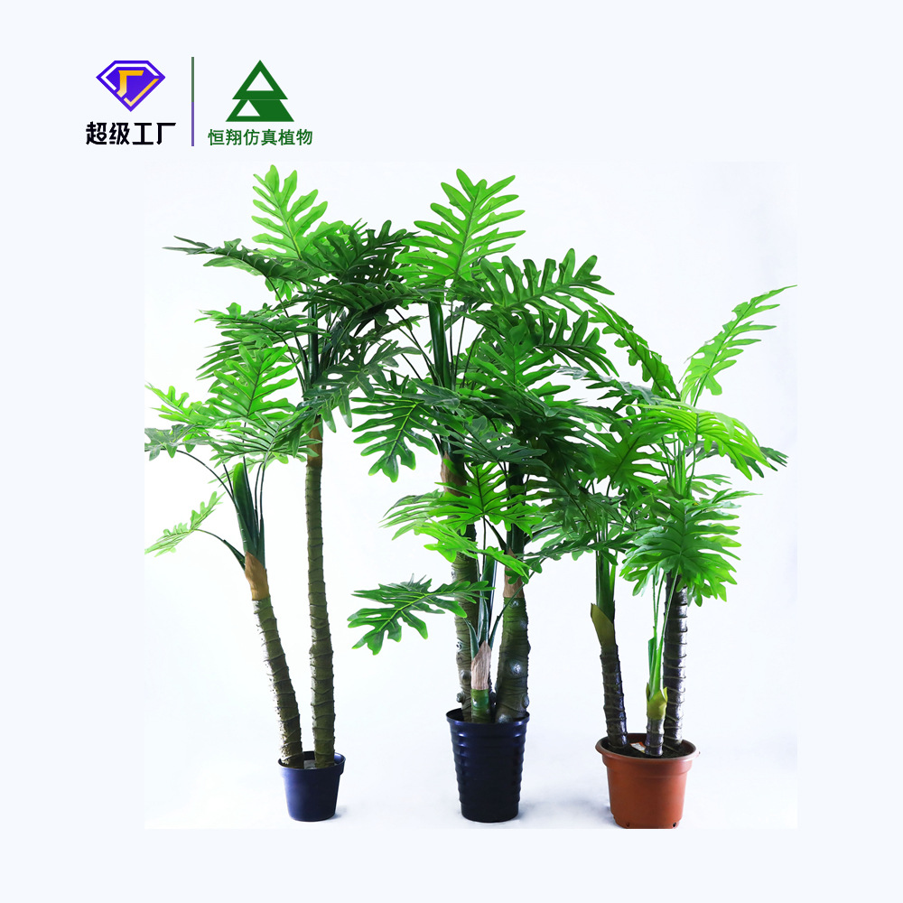 Filodendro Artificial Nuevo para Decoración de Interiores, Exhibición en Ventanas de Hoteles, Planta Grande de Decoración, Adorno de Pie, Filodendro Artificial