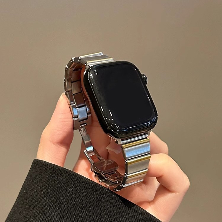 Apple Applewatch 時計ストラップに適しています。ステンレススチールの 1 ビーズエッジ iwatch スモールウエストバタフライバックルストラップ|undefined