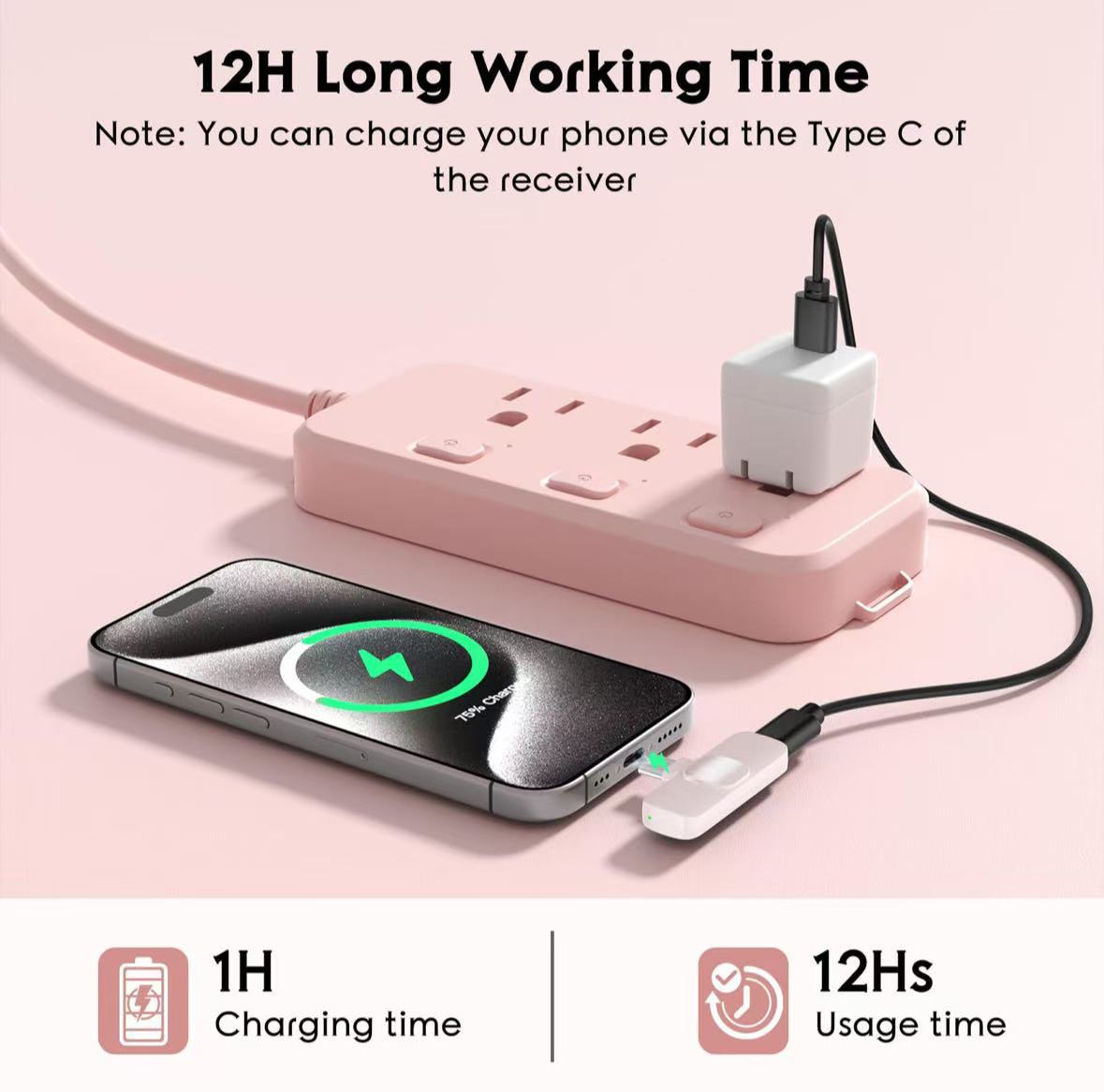 K1 wireless lavalier microphone, pink, noise reduction and reverb