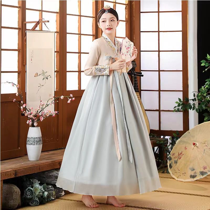Korean Traditional Palace Gold-Stamped Ethnic Minority Dress Improved National Dance Performance Costume Hanbok Direct Sale