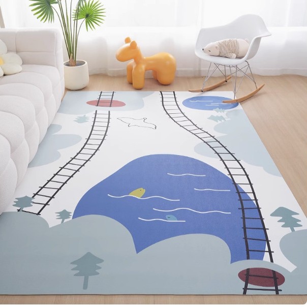 漫画かわいいゲームパッド家庭用拭き取りフリーレザーカーペット裁断可能防水防油リビングカーペット