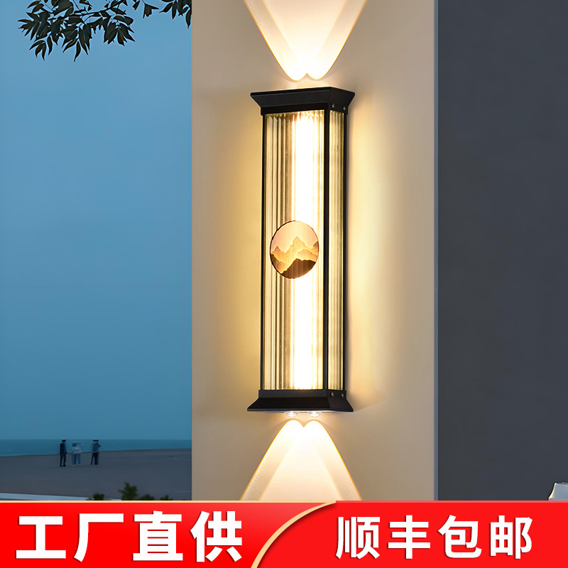 Outdoor wall lamp up and down luminous spotlight long strip wall washing lamp exterior wall lamp courtyard outdoor waterproof door side lamp