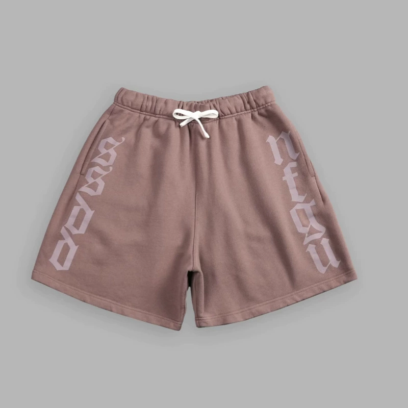 Мужские спортивные шорты из махрового хлопка, 250 г, прямые, дышащие, влагоотводящие, с принтом, 5/8 длины, для путешествий