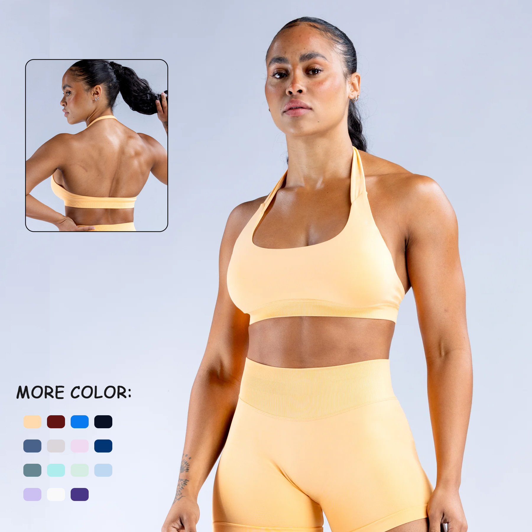 DFYNE European and American Seamless Backless Neck Sports Vest Women's High Elastic Extinction Nylon Yoga Bra Underwear Tight