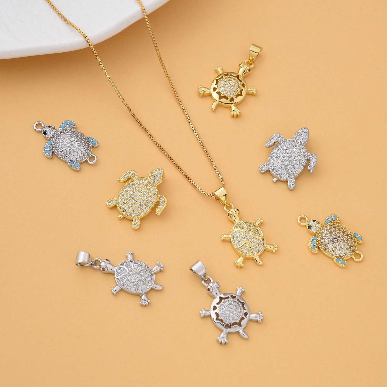 DIY gold-plated copper jewelry accessories ocean turtle small pendant bracelet necklace gift decoration material pendant
