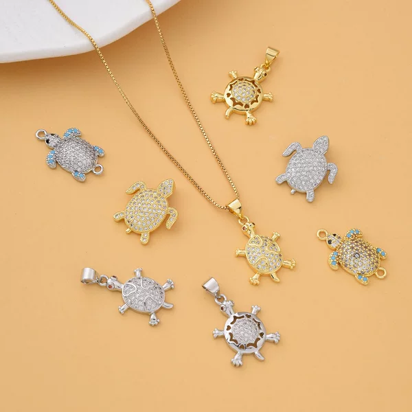 DIY gold-plated copper jewelry accessories ocean turtle small pendant bracelet necklace gift decoration material pendant