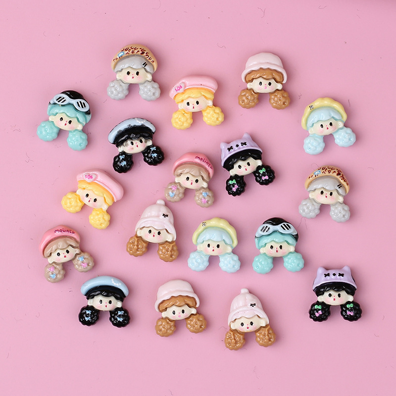 Bright cartoon girl cream glue drop phone case hair clip DIY resin accessories material wholesale hole shoes pendulum
