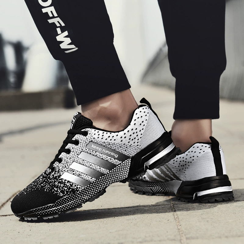 2025 трансграничная новая марафонская спортивная мужская обувь большого размера, женская обувь для пар, повседневная тканая обувь с сеткой, кроссовки для бега