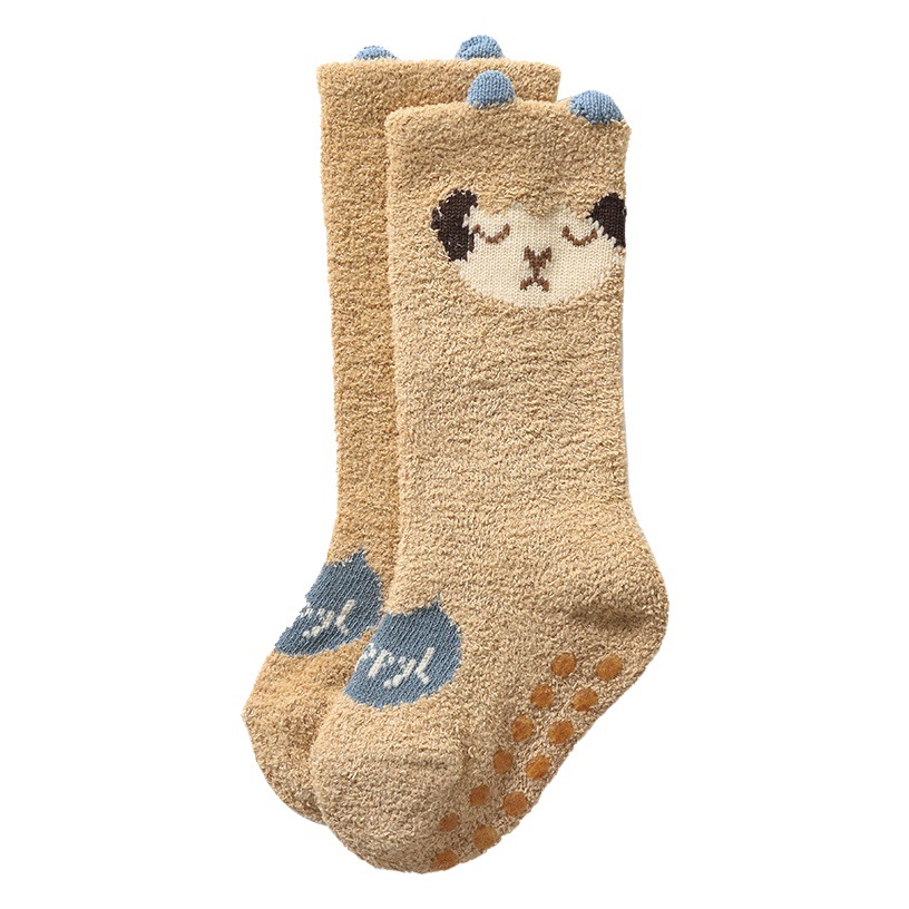 Liu Chengxing otoño e invierno Bebé medias de lana de coral caliente Temperatura de bloqueo niños y niñas medias altas dispensar piso antideslizante