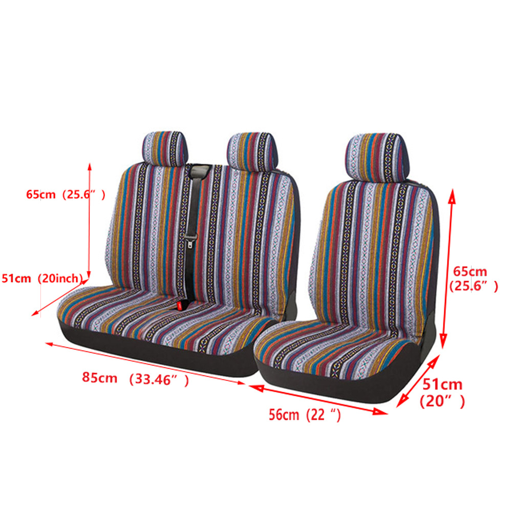 Cross-border hot sale 2 1 truck van off-road vehicle high gram weight universal color stripe cloth seat cover non-slip thickened