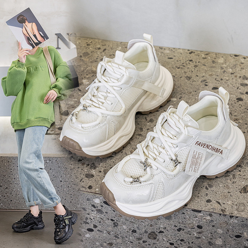 大码女鞋41一43老爹鞋女2025春秋新款舒适轻便百搭厚底休闲运动鞋|undefined