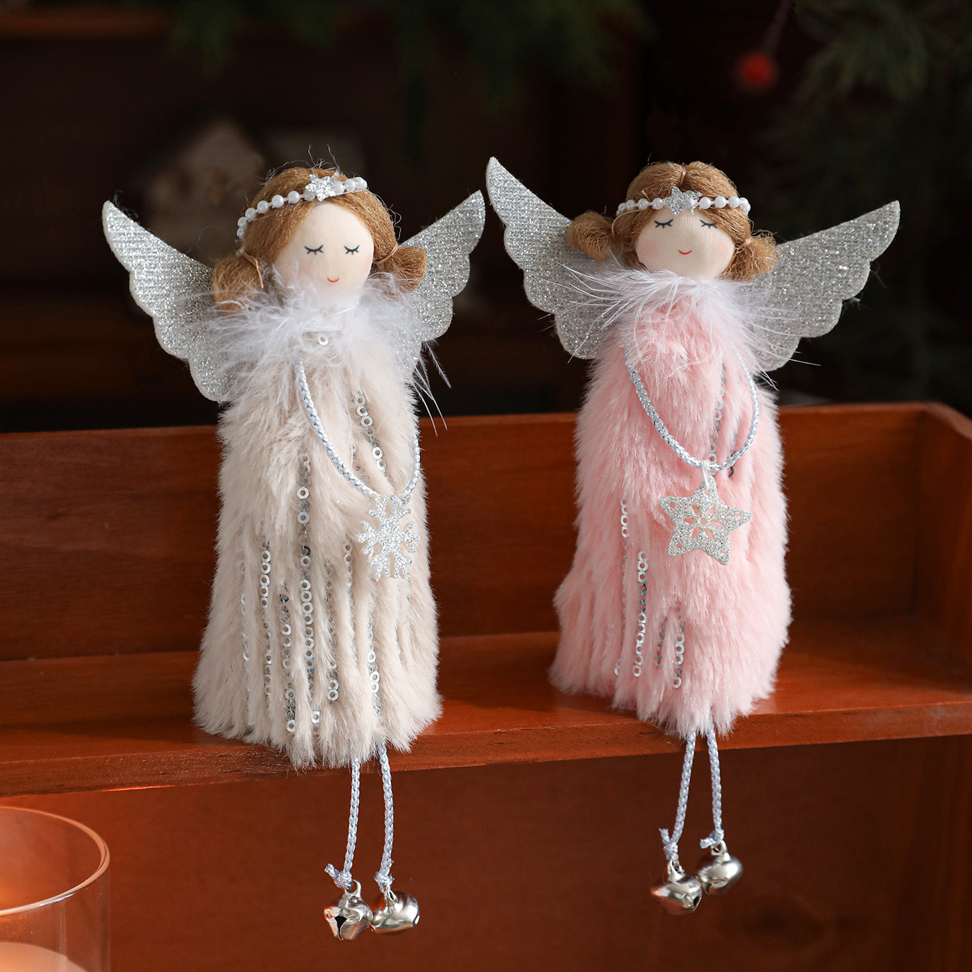 Nuevo peluche Angel Girl amor campana decoración del árbol de Navidad colgante alas muñeca muñeca accesorios de decoración