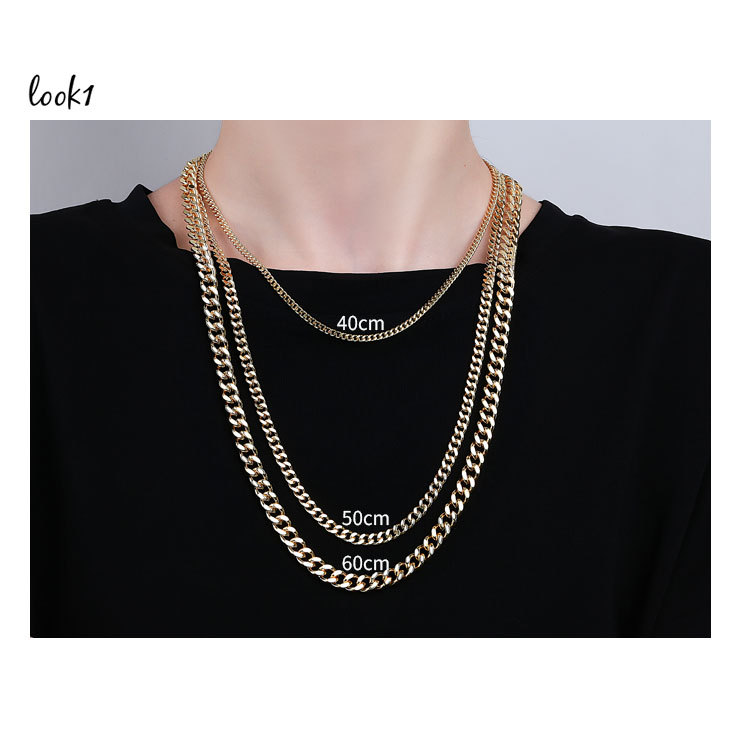 Plating Design Wholesale Jewelry Hip-Hop Punk Geometric Copper Plating Necklace Cuban Link Chain Curb Chain Twisted Rope Chain Figaro Chain