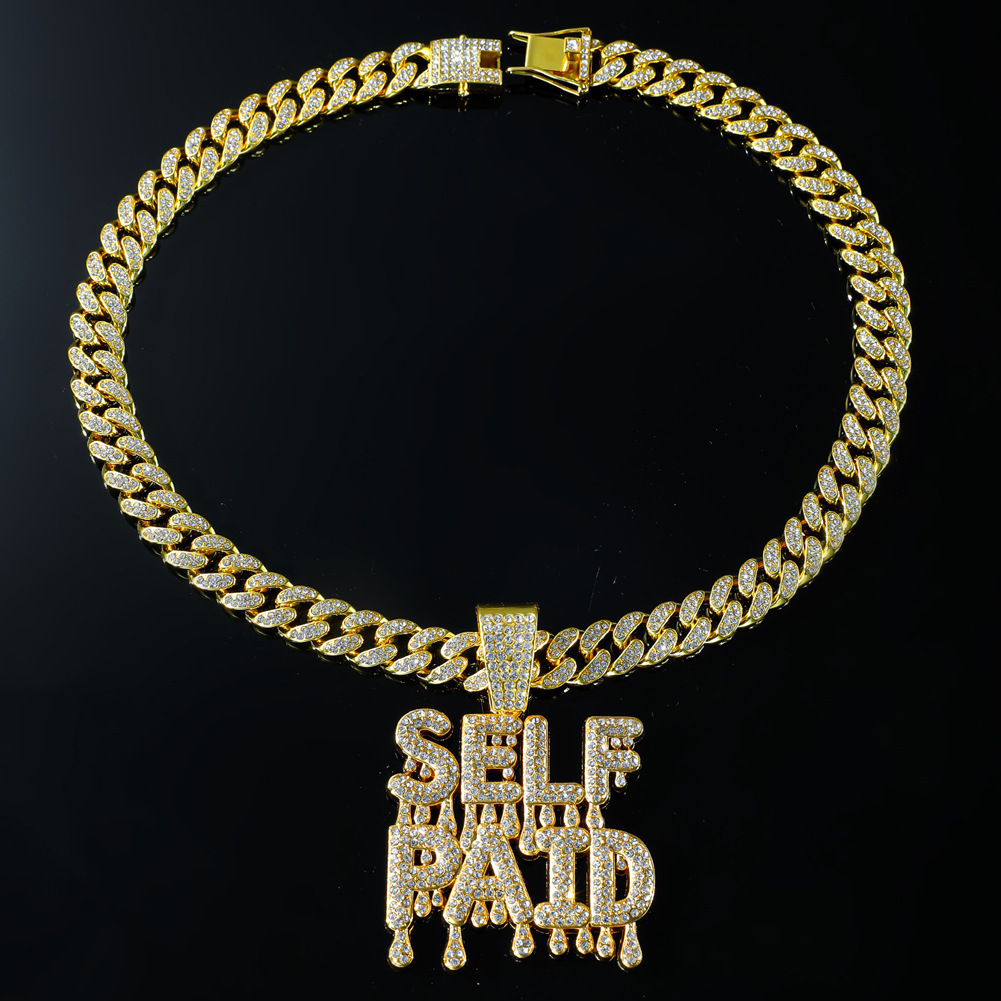 Hip Hop Lettre Alliage Placage Incruster Strass Hommes Pendentif Collier Pendentif display picture 6