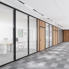 办公室隔断铝合金中空百叶单双玻活动隔音间写字楼移动玻璃隔断墙