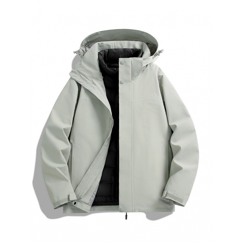 Tropas de asalto al aire libre desmontables 3 - en - 1 impermeable a prueba de tormentas y lluvias sellado en caliente chaqueta de montaña de pluma masculina y femenina image 2