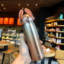 韩国版创意男女酷狗保温杯可爱水杯潮流简约学生便携带提绳随手杯