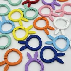 磨砂DIY钥匙扣配件糖果色彩色兔子手工制作钥匙环烤漆饰品创意