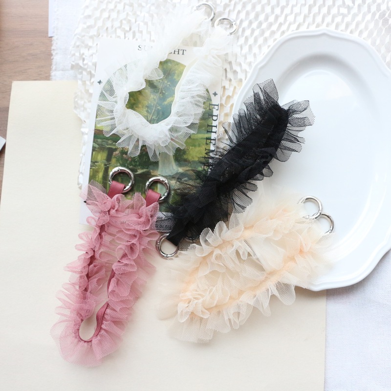 Organza Lace Ruffle Phone Case Pendant Wrist Strap Dual Hook Multi-Purpose Keychain