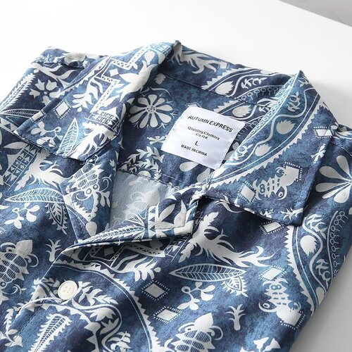 Retro Shirt for Men, Summer Wear—Hong Kong Style, Student-Friendly, Loose-Fit, Niche Design, Fun-Men's Top
