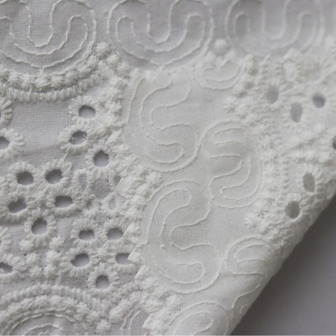 [Mill] 60 algodón peinado bordado hueco vestido de flores franceses ropa de bebé bolsas de mesa tela de artesanía image 4