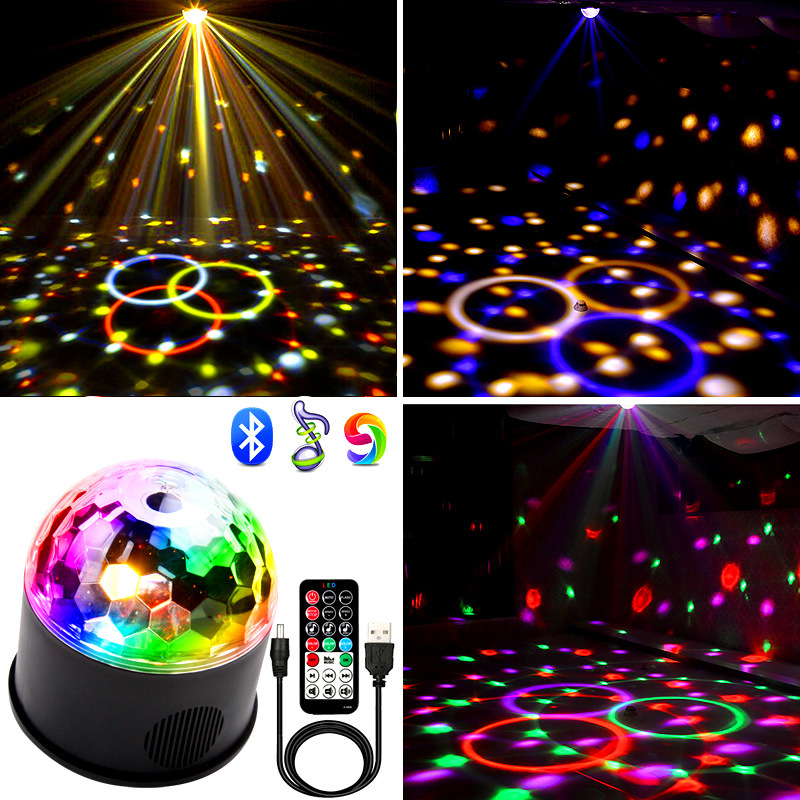 蓝牙音乐LED水晶小魔球9色舞台DJ灯KTV声控DISCO投影灯氛围灯光