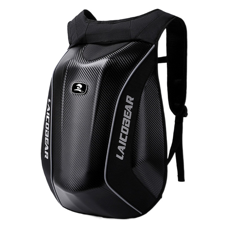 Carbon Fiber Pattern Motorcycle Riding Backpack Double Shoulder Knight Men's and Women's Motorcycle Helmet Hard Shell Bag Waterproof Reflective Outdoor Bag