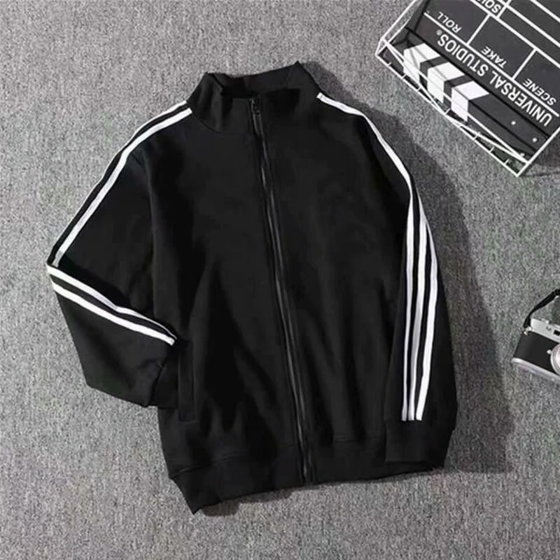 Three-Stripe Stand-Collar Sportswear 26 Autumn New Striped Long-Sleeve Sweatshirt Jacket Men's Korean Style Cardigan