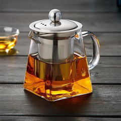 High borosilicate glass teapot with heat-resistant thickened stainless steel filter, anti-scald tea brewing pot for home, tea set Gongfu tea ware